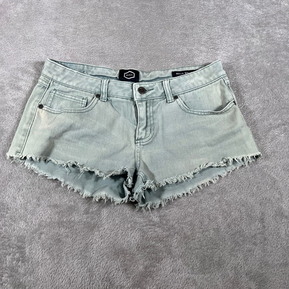 RVCA Womens Denim Jean Shorts Frayed Hem Size 27 Light Blue - Picture 1 of 9